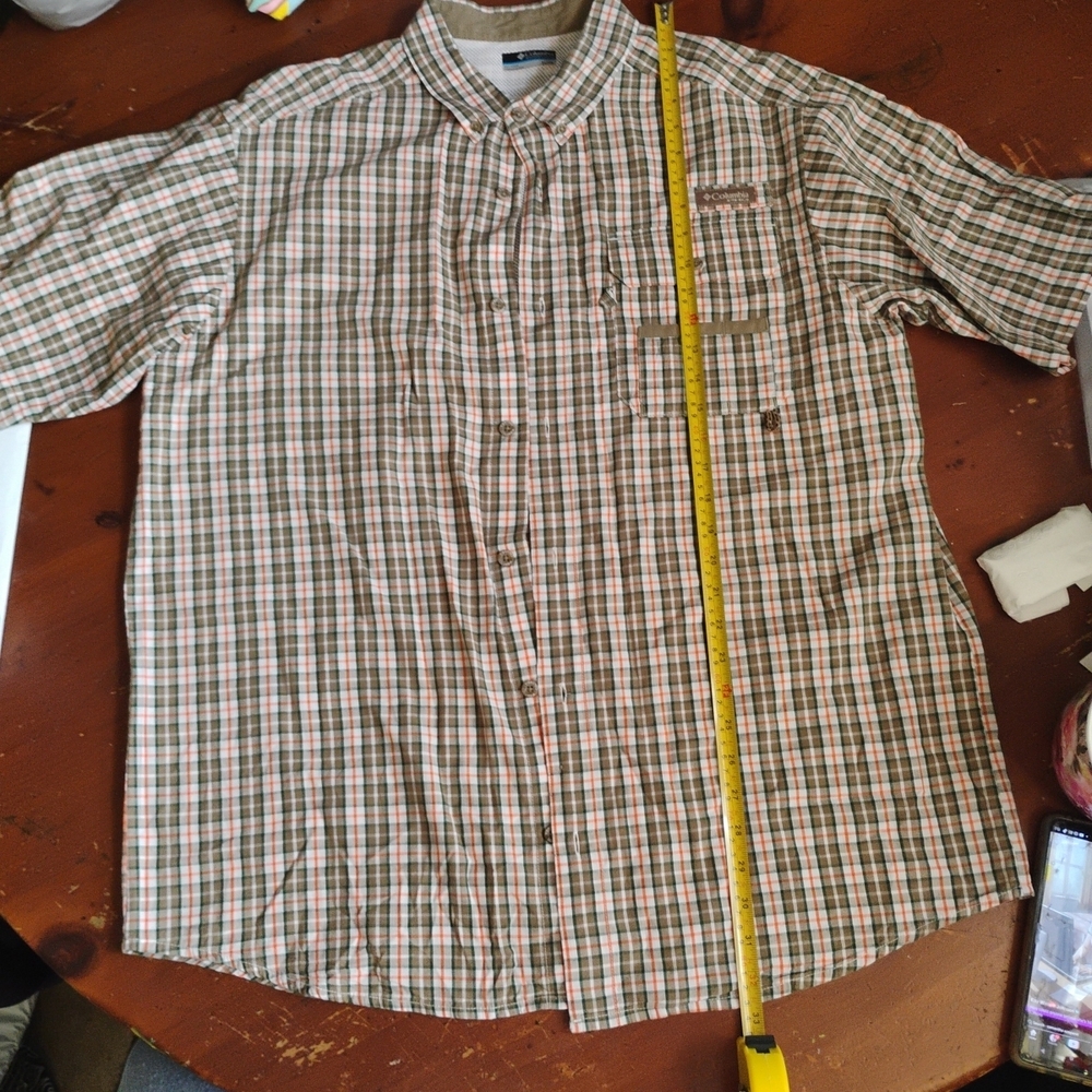 Columbia Men's Casual Plaid Shirt - Green and Brown